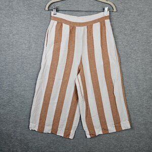 Madewell Orange White Striped Huston Pull-on Wide Leg Pant Size S